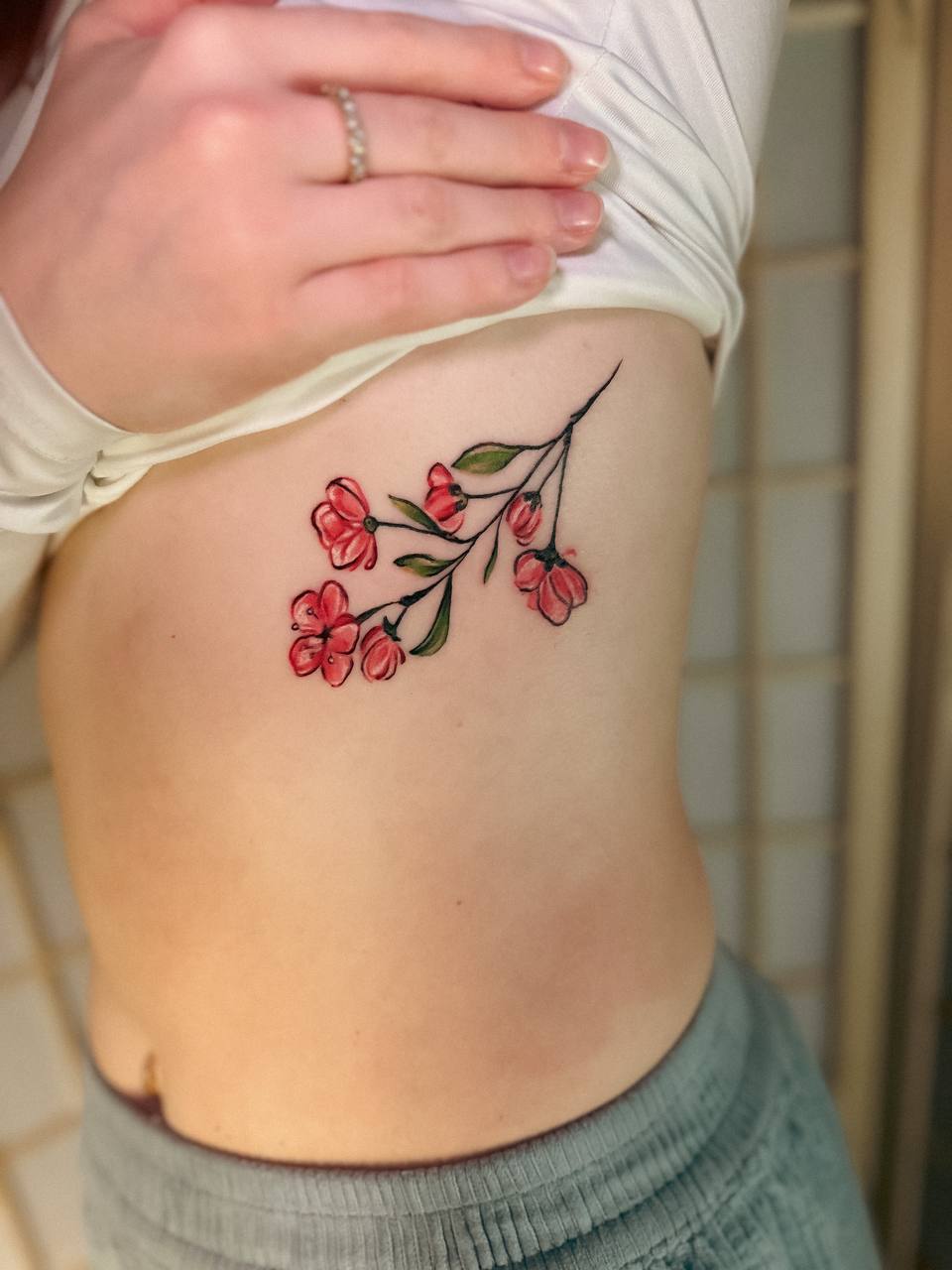 colour tattoo cherry branch tattoo by vatican lounge manchester uk