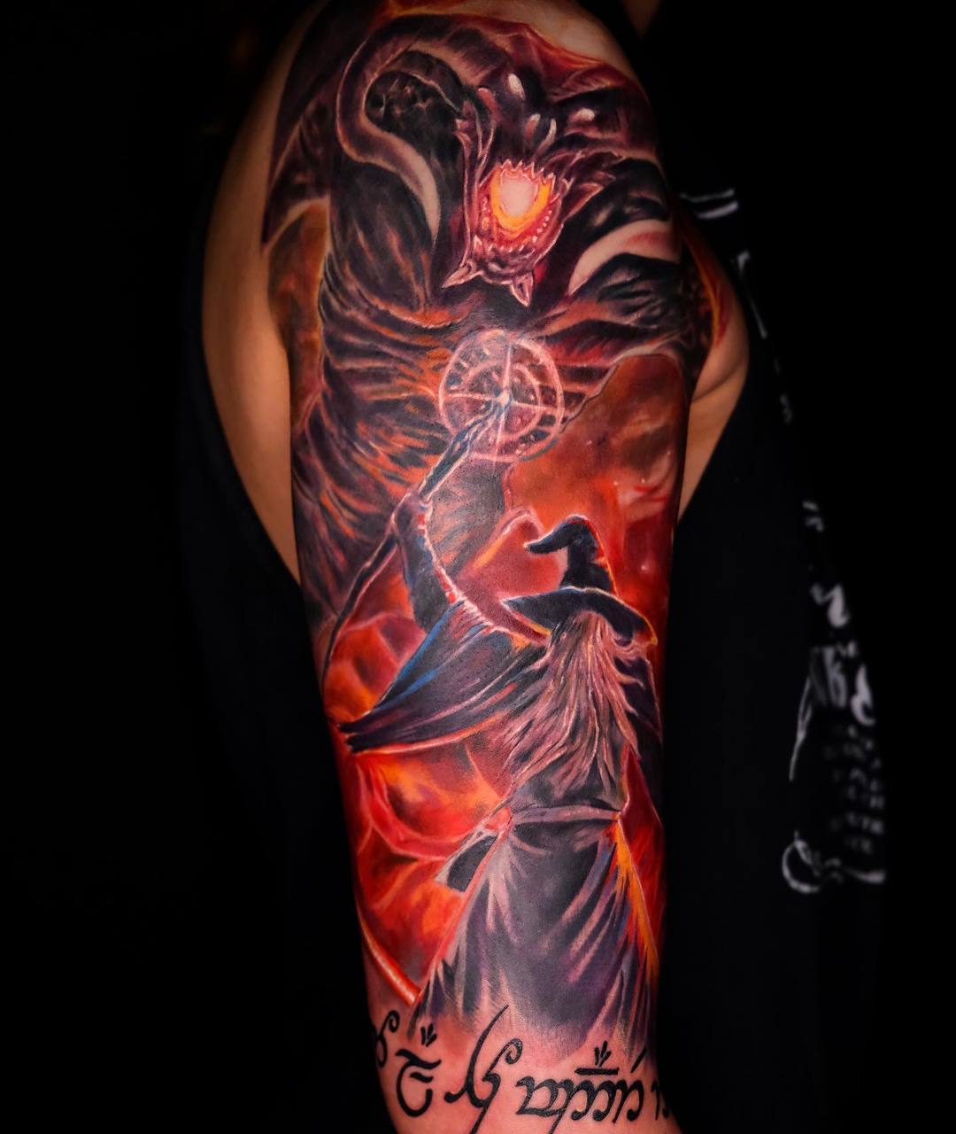 colour tattoo gandalf fighting balrog tattoo by vatican lounge manchester uk