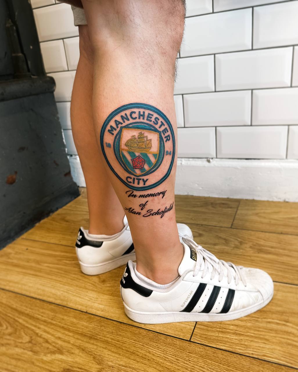 colour tattoo manchester city football club logo tattoo by vatican lounge manchester uk