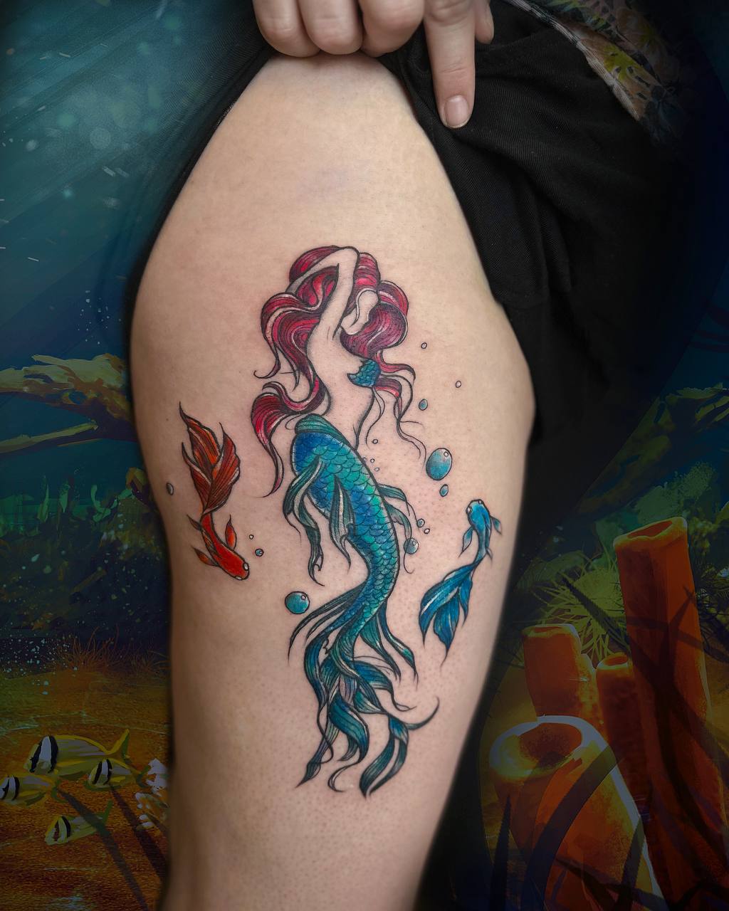 colour tattoo mermaid tattoo by vatican lounge manchester uk