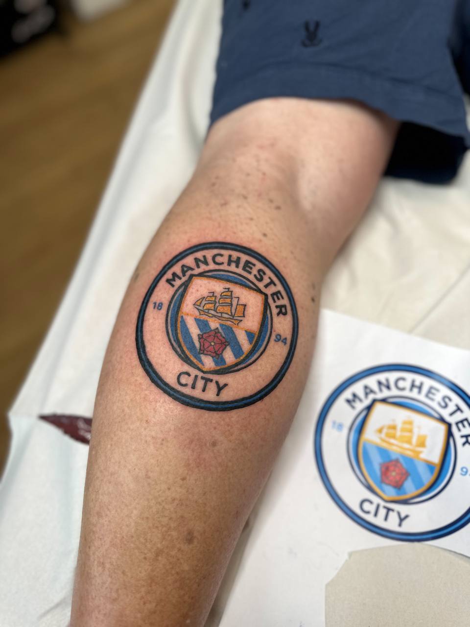 Football TATTOOS 10 football tattoo manchester city football club logo tattoo by vatican lounge in manchester uk