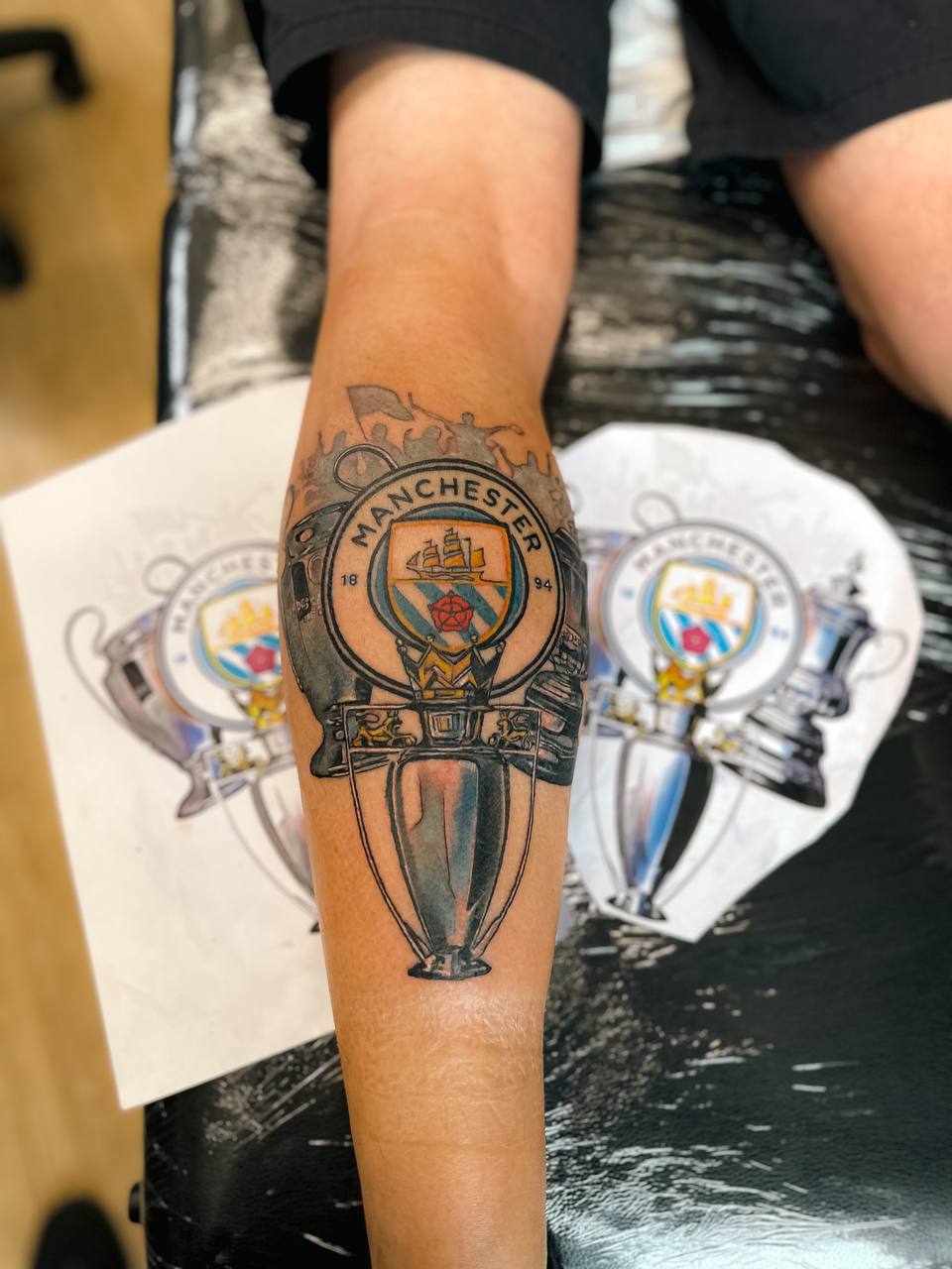 Football TATTOOS 6 football tattoo treble fan tattoo manchester city football club by vatican lounge in manchester uk