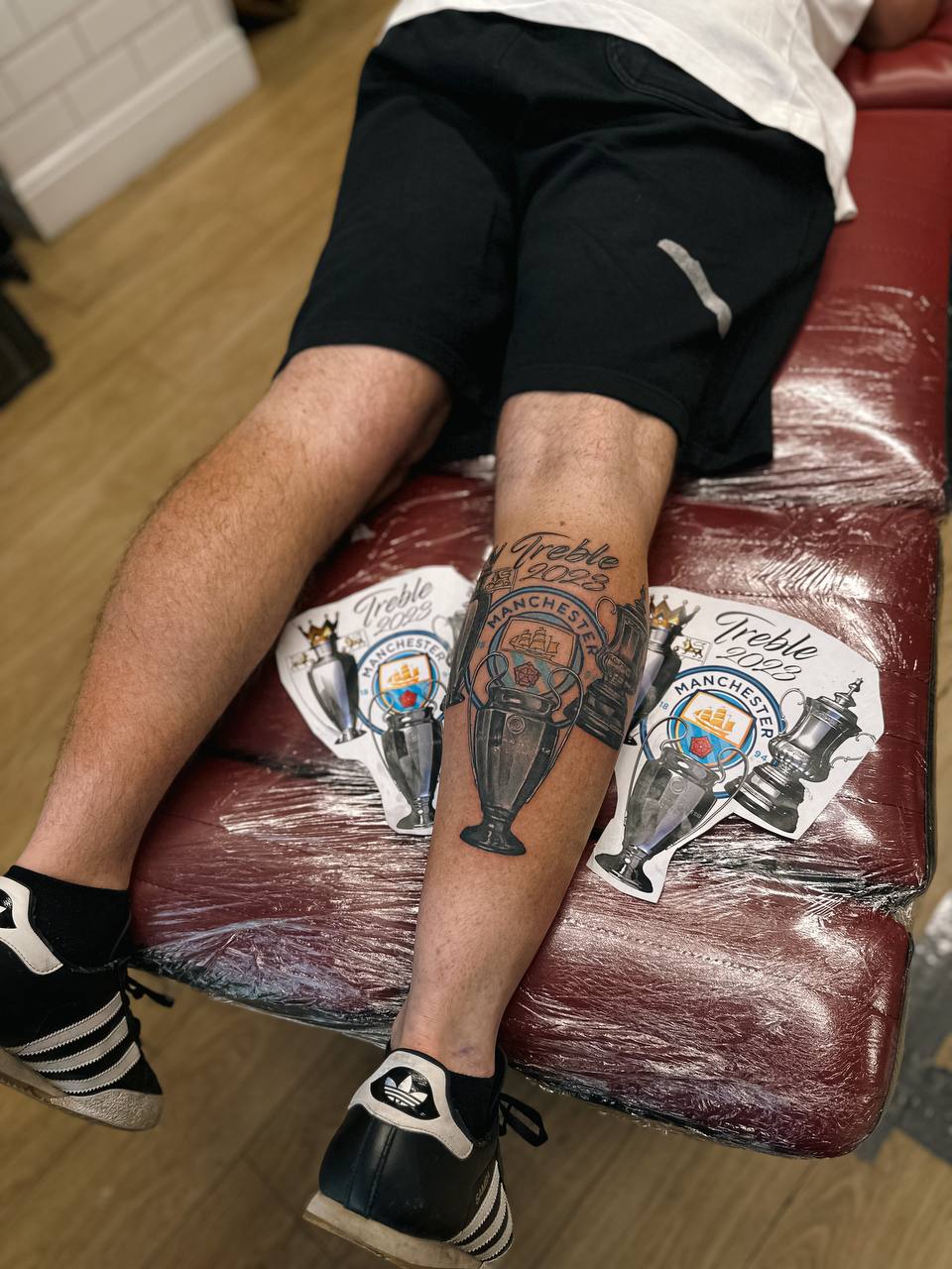 Football TATTOOS 5 football tattoo treble manchester city football club tattoo by vatican lounge in manchester uk