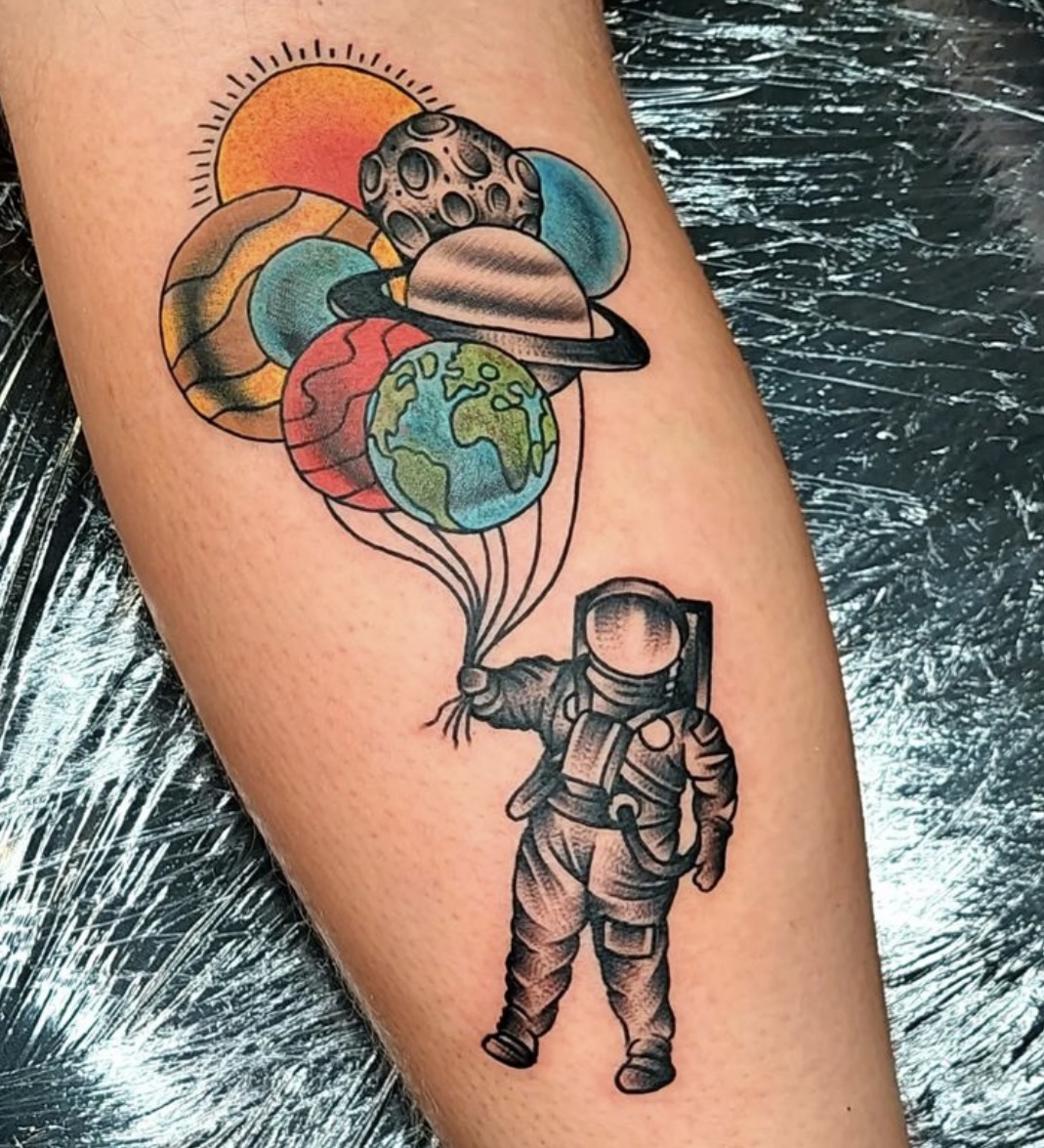 neo traditional tattoo astronaut by vatican lounge in manchester uk