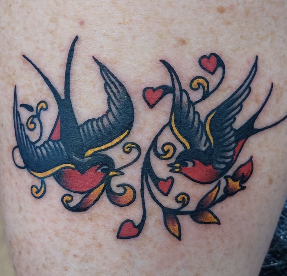 neo traditional tattoo birds by vatican lounge in manchester uk