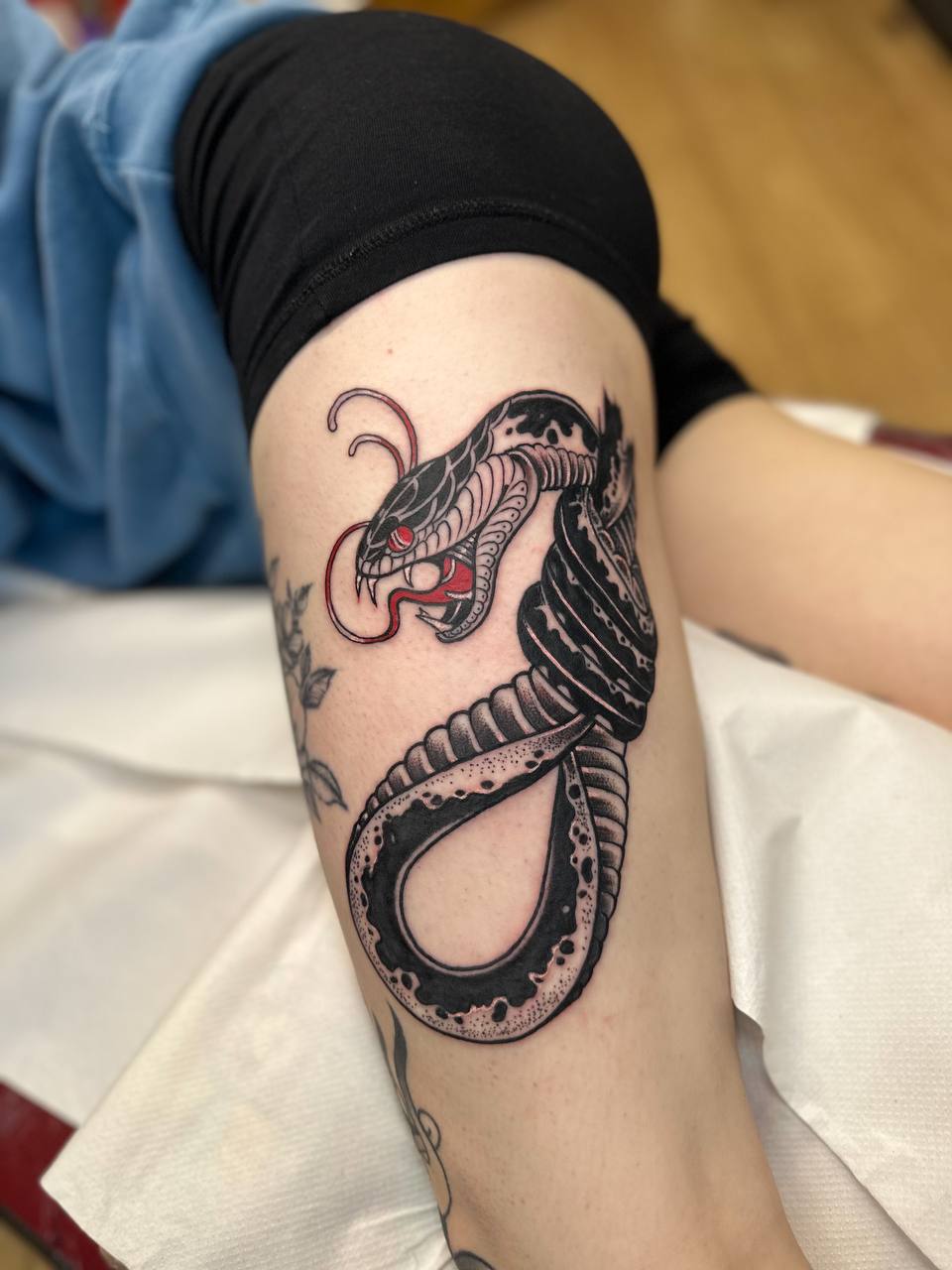 neo traditional tattoo snake tattoo by vatican lounge manchester uk